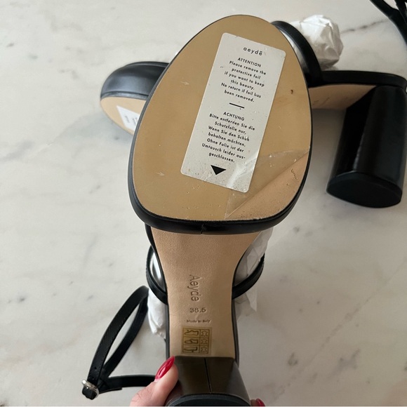 Aeyde Peggy Calf Leather Black High Heel Platform Sandals 38.5 - Picture 6 of 7